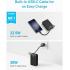 Anker Power Bank Battery Pack, 20,000mAh 22.5W High Speed Charging Portable Charger with Built-in USB C Cable, 1 USB-C, 1 USB-A, for iPhone 15/15 Plus/15 Pro/15 Pro Max, MacBook, Galaxy - Black